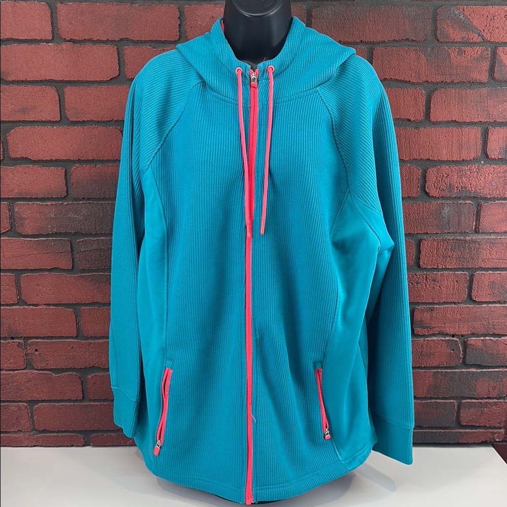 Swiss Tech Hoodie Womens 3X Teal Full Zip